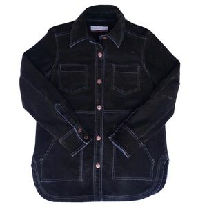 Anthropologie Pilcro Flocked Denim Shirt Jacket size XS